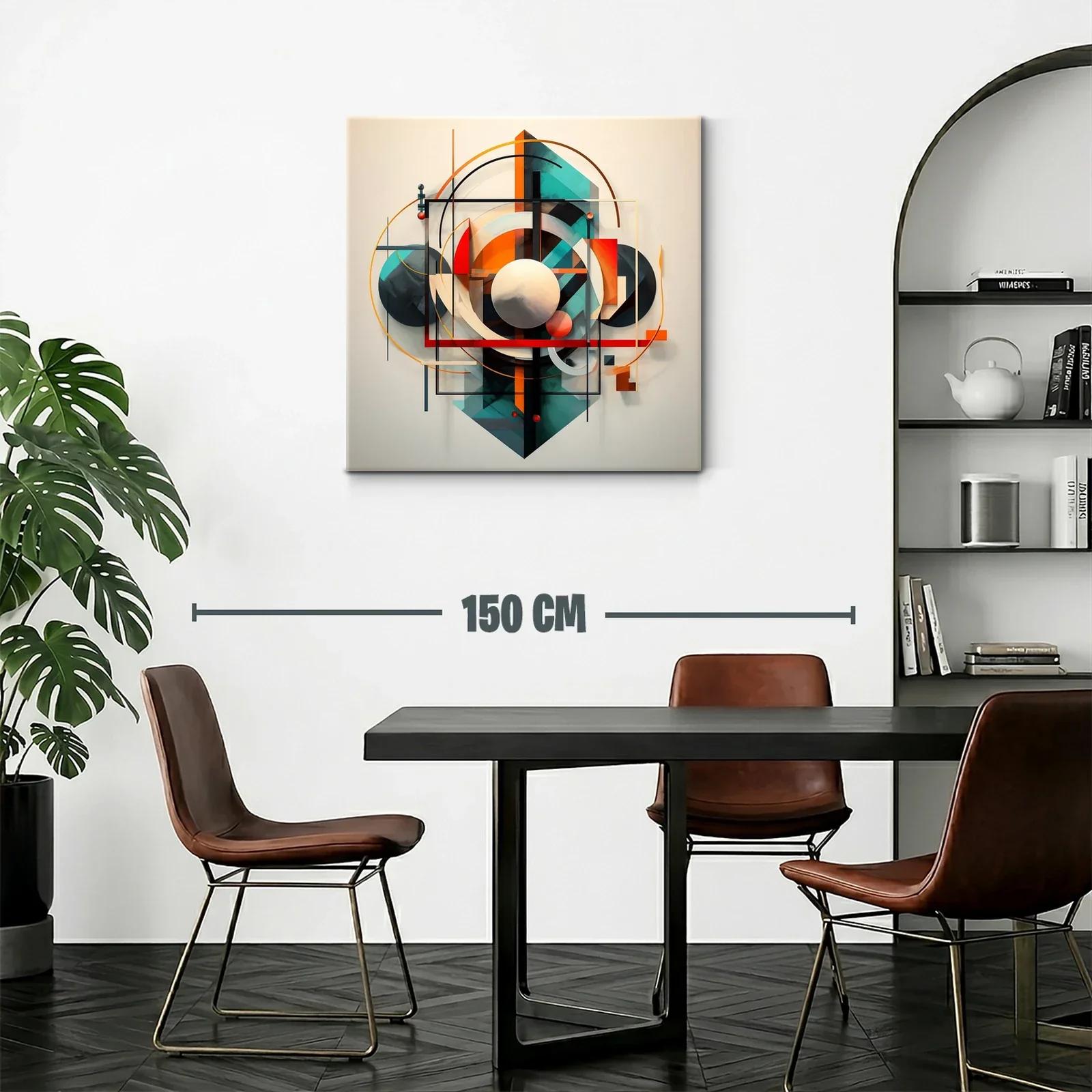 Composición Abstracta Geométrica en Tonos Cálidos y Fríos — miniatura 2