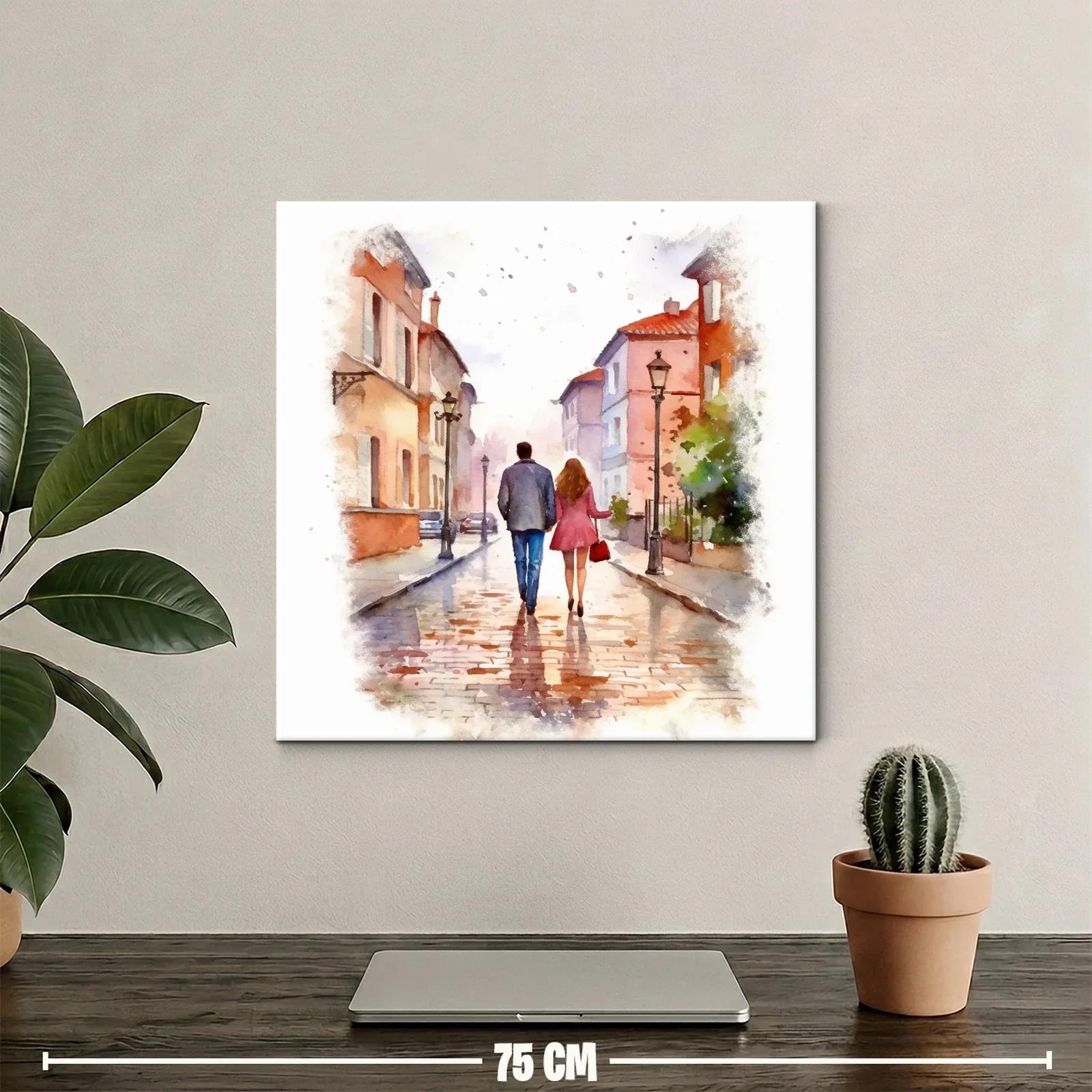 Paseo romántico en ciudad antigua de tonos cálidos — miniatura 2