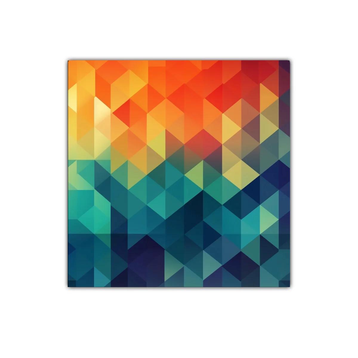 Cuadro decorativo con patrón geométrico en tonos cálidos y fríos — imagen principal