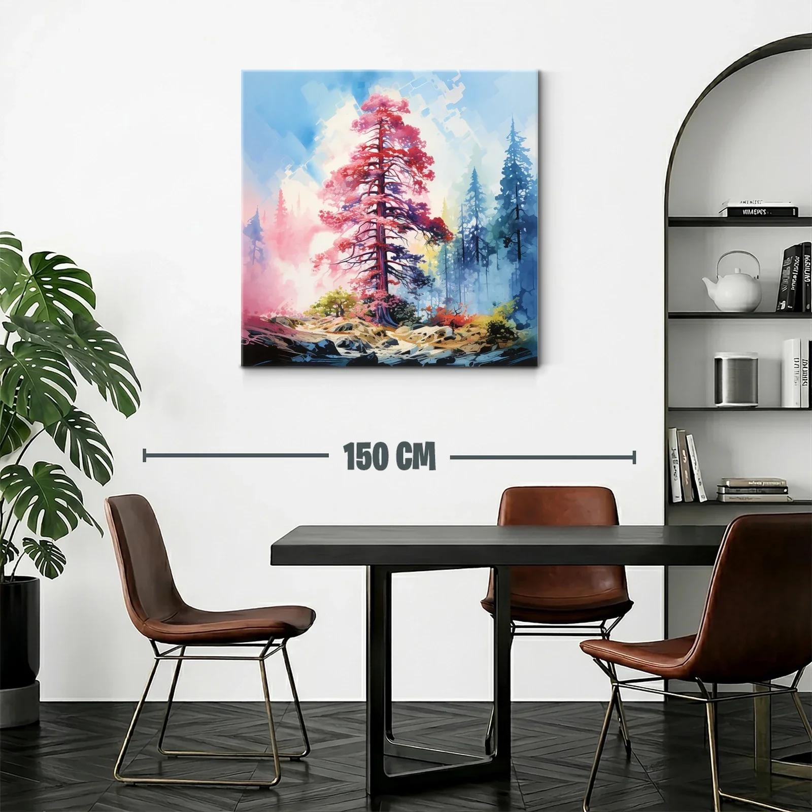 Árbol Carmesí en Bosque Brumoso con Luz Radiante — miniatura 2