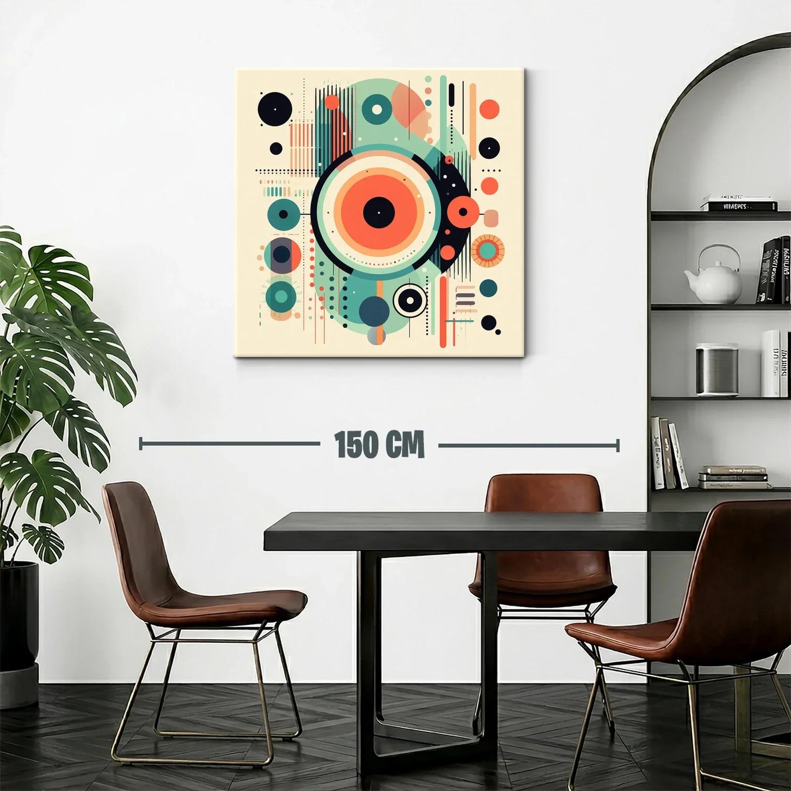 Cuadro Abstracto con Formas Circulares en Tonos Cálidos y Fríos — miniatura 2