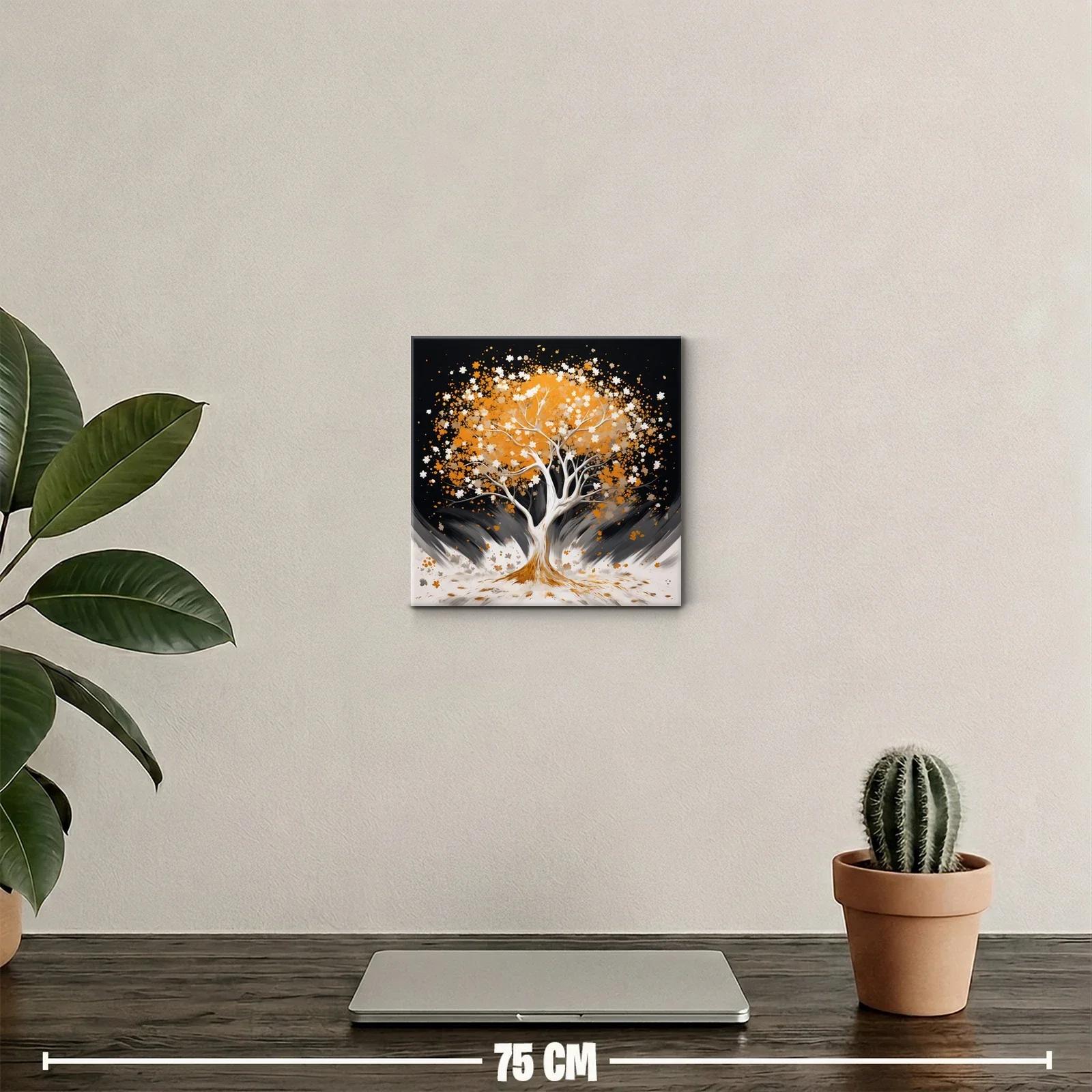 Árbol en tonos cálidos sobre fondo oscuro — miniatura 2