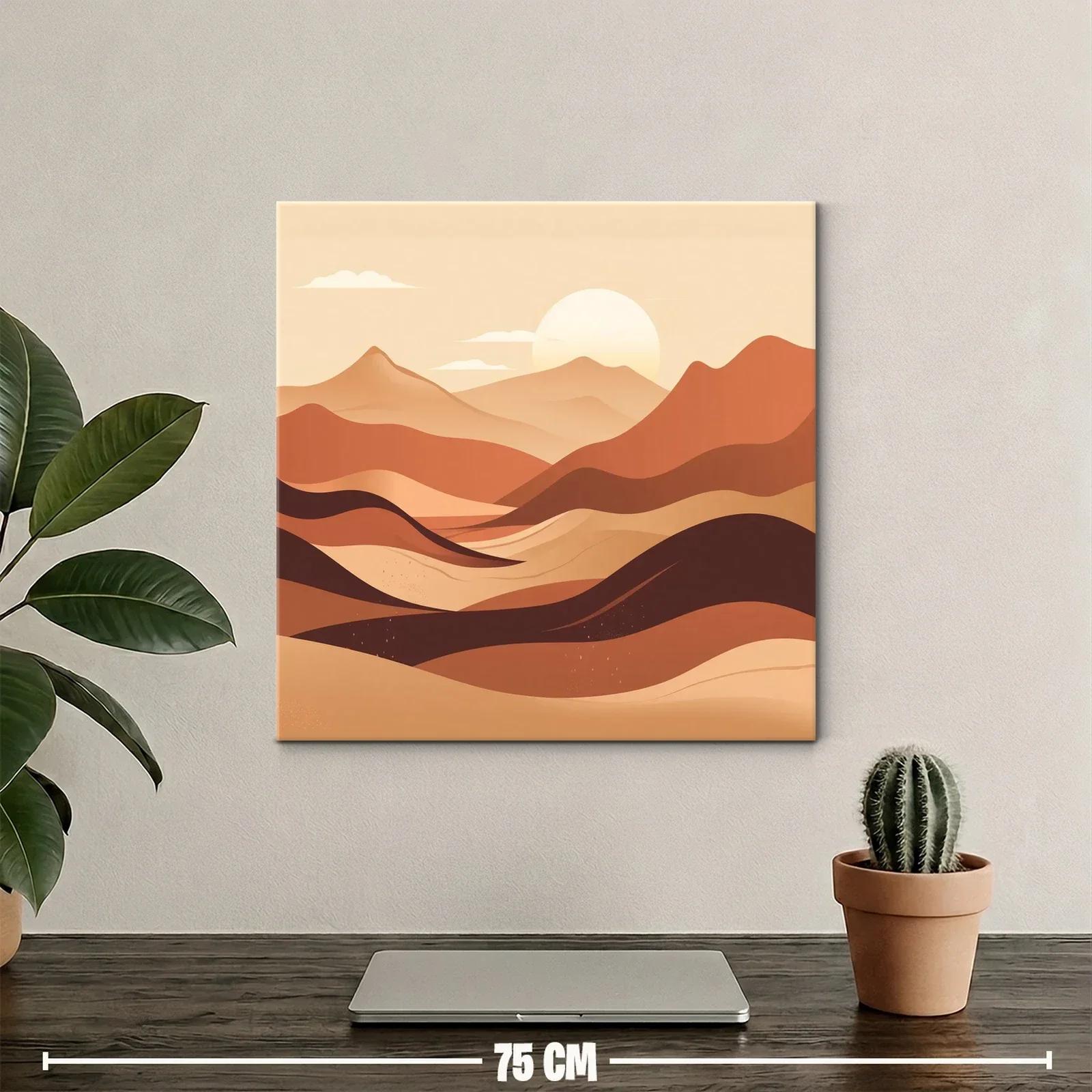 Paisaje abstracto con montañas en tonos cálidos y amanecer — miniatura 2