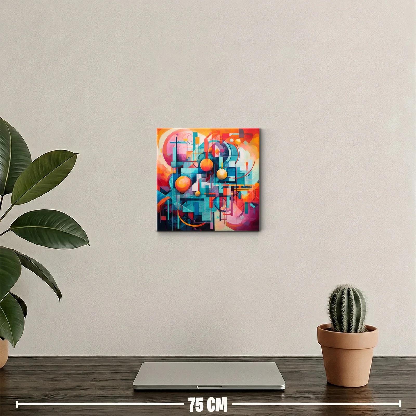 Cuadro abstracto con formas geométricas y colores vibrantes — miniatura 2
