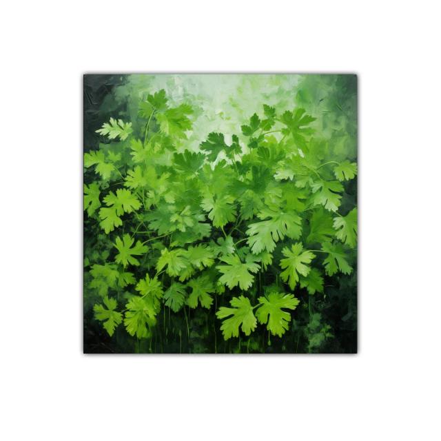 Cuadro decorativo con hojas verdes vibrantes y naturales