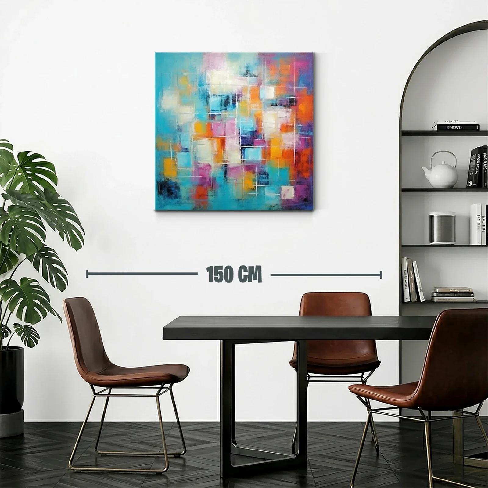 Composición abstracta con vibrantes tonos turquesa y naranja — miniatura 2