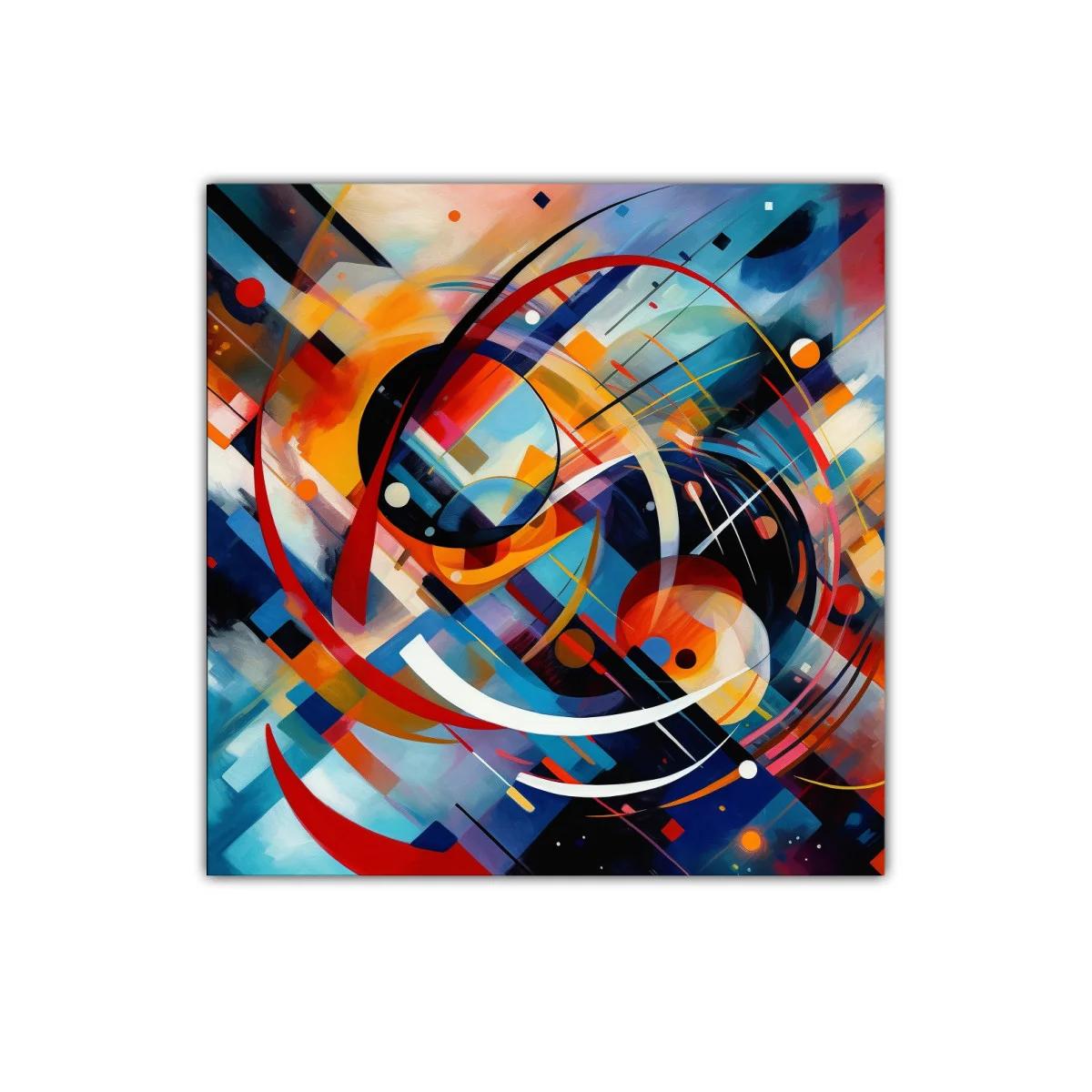 Composición abstracta con círculos y líneas en colores vibrantes — imagen principal