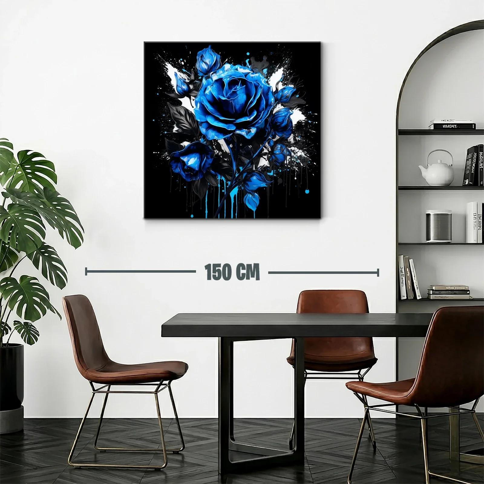 Rosa azul vibrante sobre fondo negro y blanco impactante — miniatura 2
