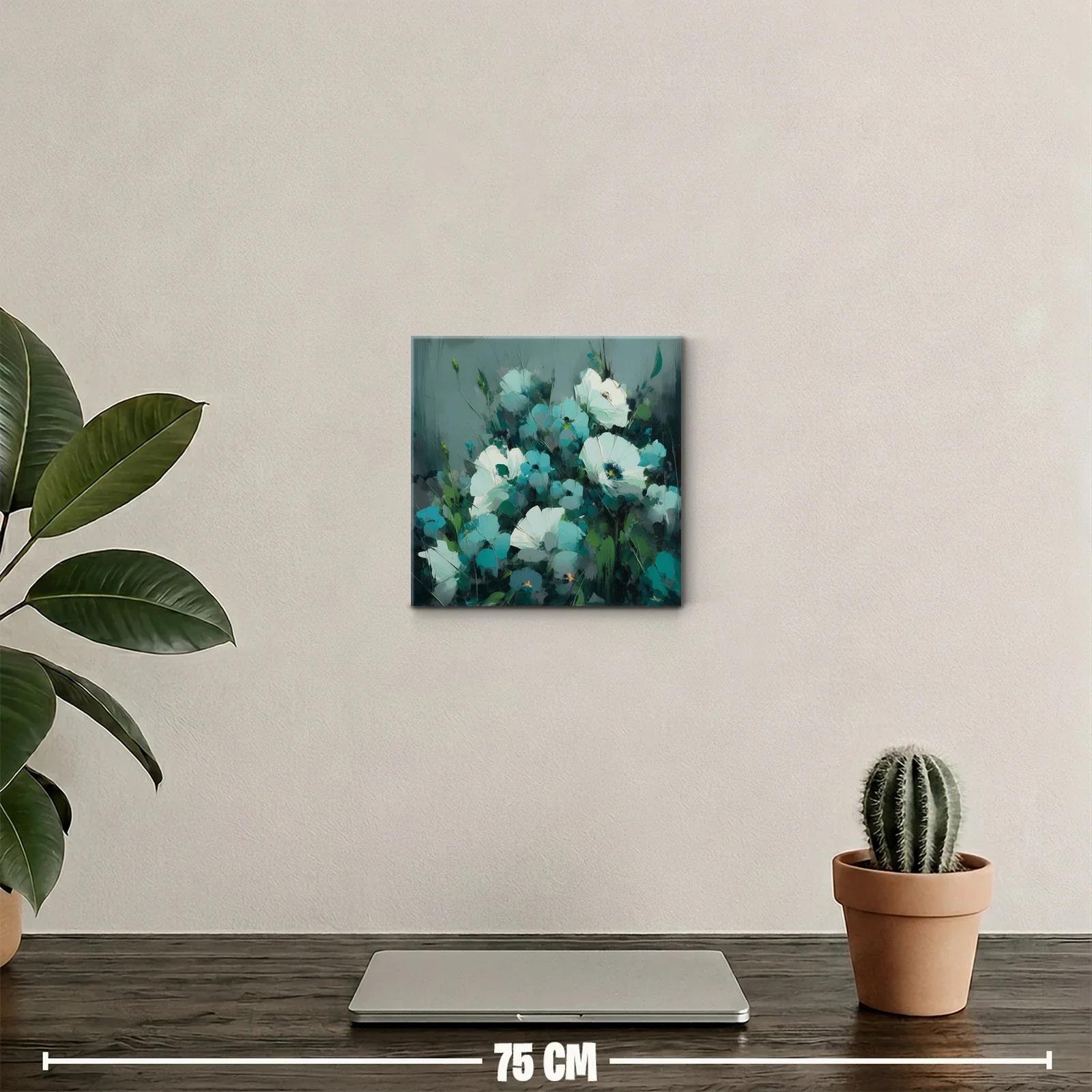 Flores blancas y turquesas con fondo gris azulado — miniatura 2