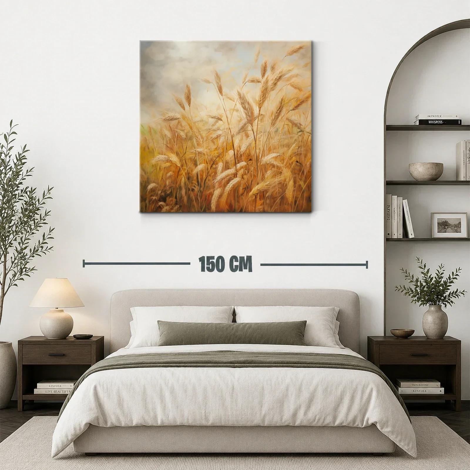 Campo de trigo dorado bajo cielo nublado tranquilo — miniatura 3