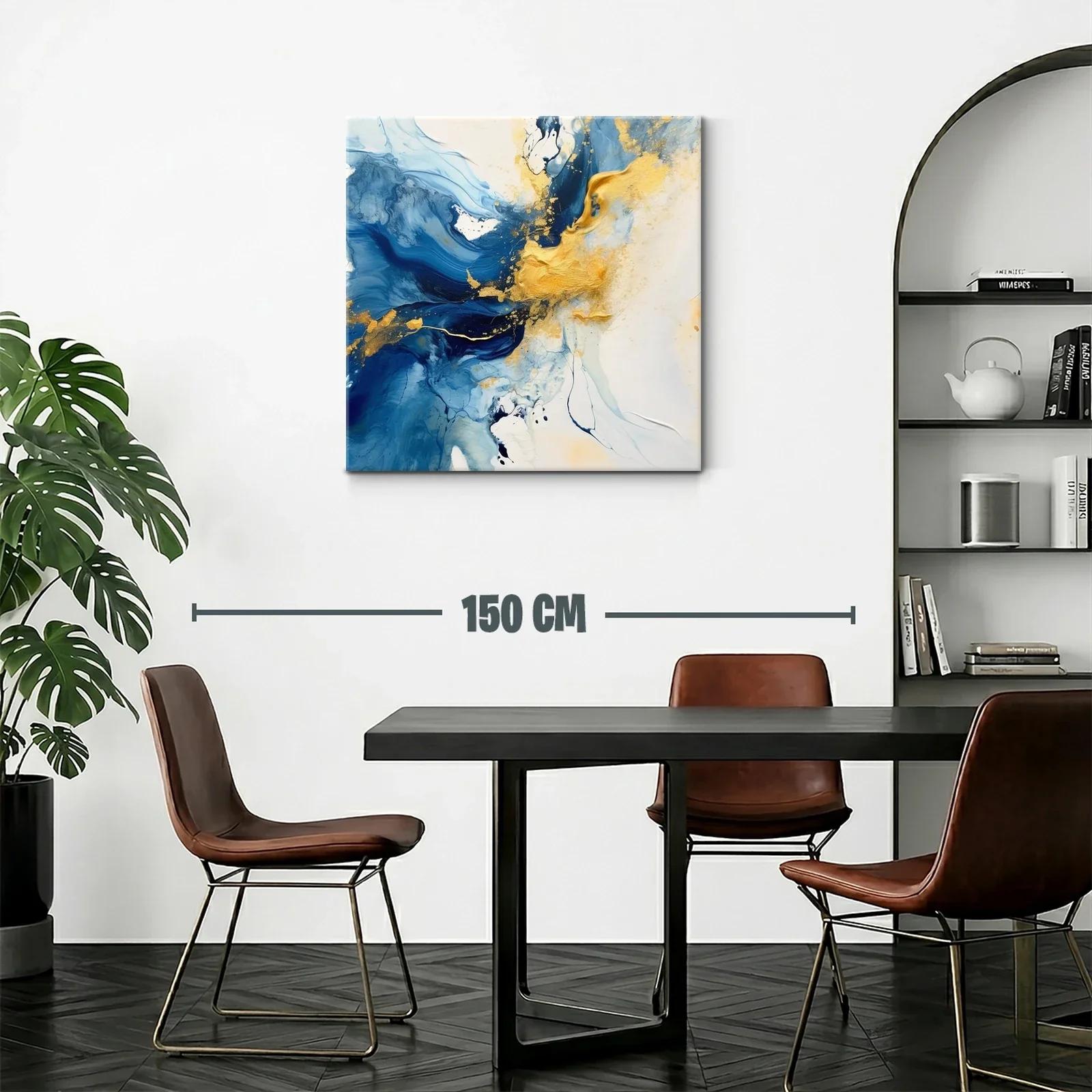 Arte abstracto con tonos azul y dorado vibrante — miniatura 2