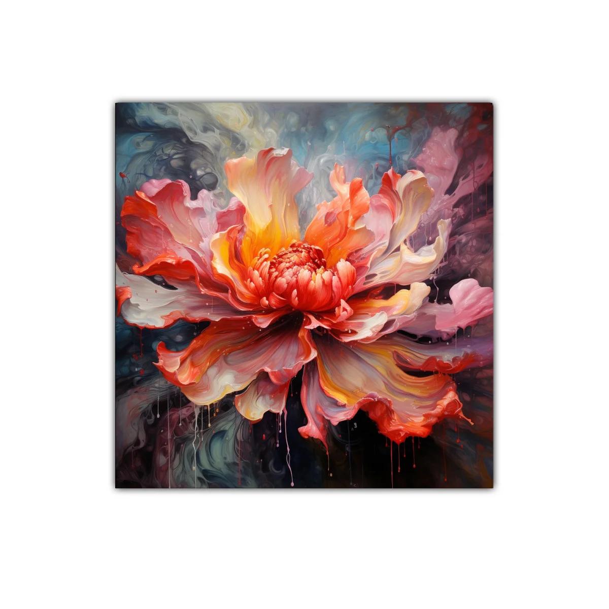 Flor vibrante con tonos cálidos y fondo misterioso — imagen principal