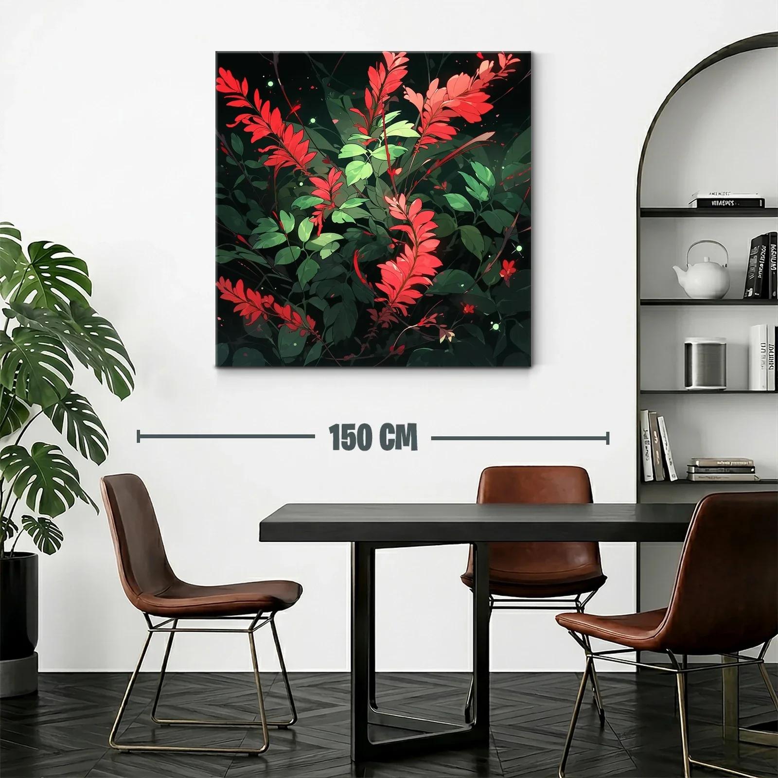 Exuberante composición floral con hojas rojas y verdes vibrantes — miniatura 2