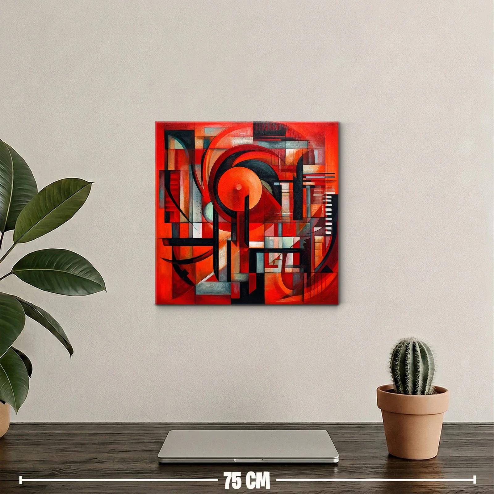 Composición geométrica dinámica en tonos rojos vibrantes — miniatura 2