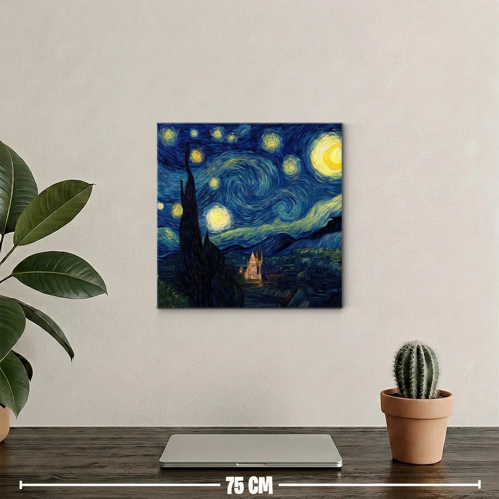 Cielo estrellado con remolinos en azul y amarillo — miniatura 2