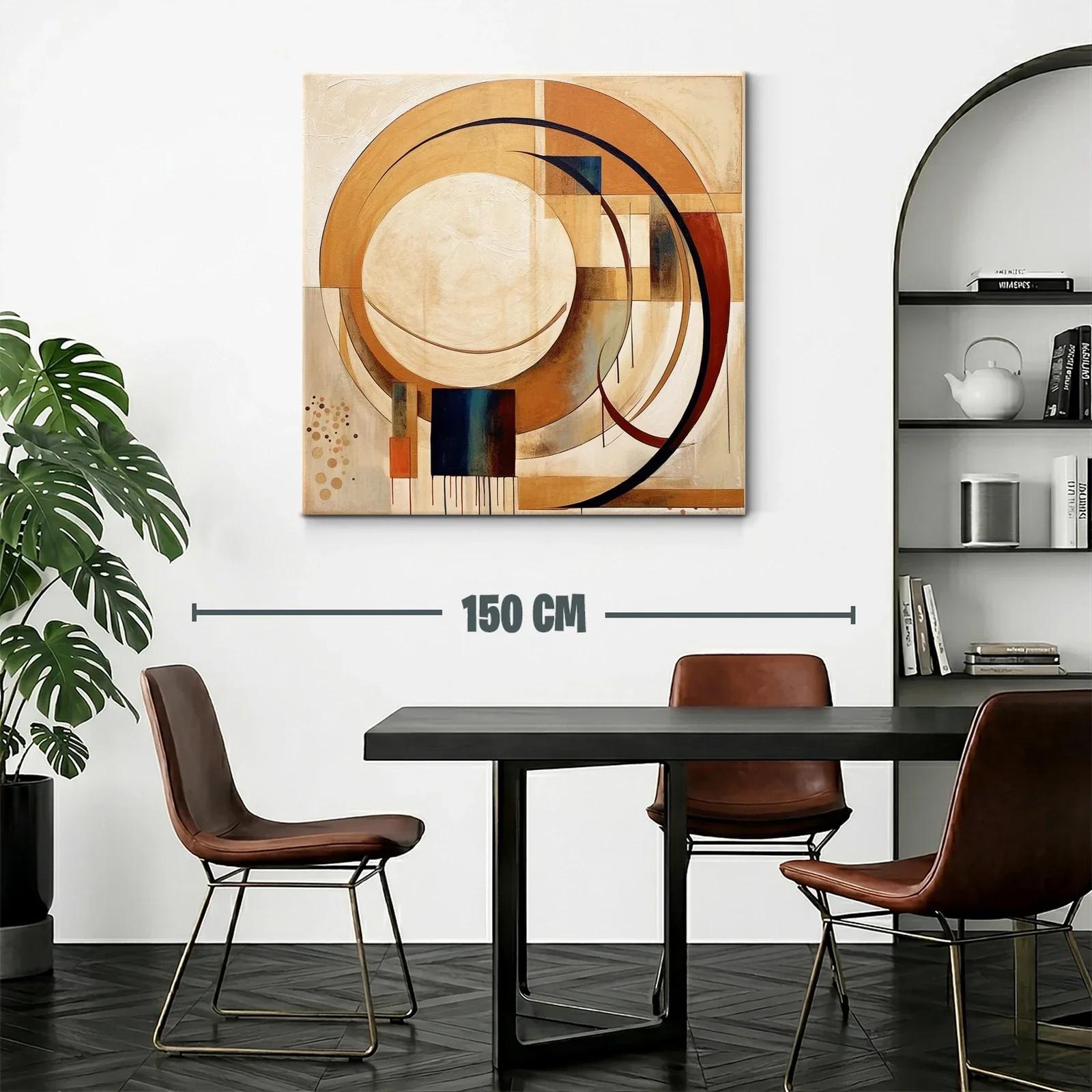 Cuadro abstracto con formas circulares en tonos cálidos — miniatura 2