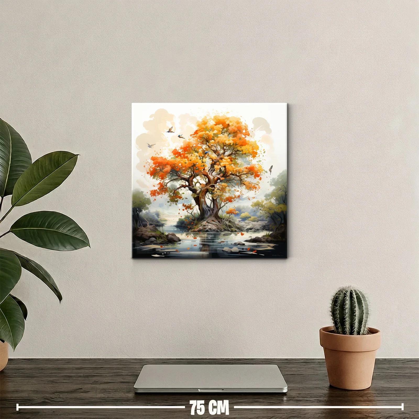 Árbol otoñal con reflejo en lago sereno — miniatura 2