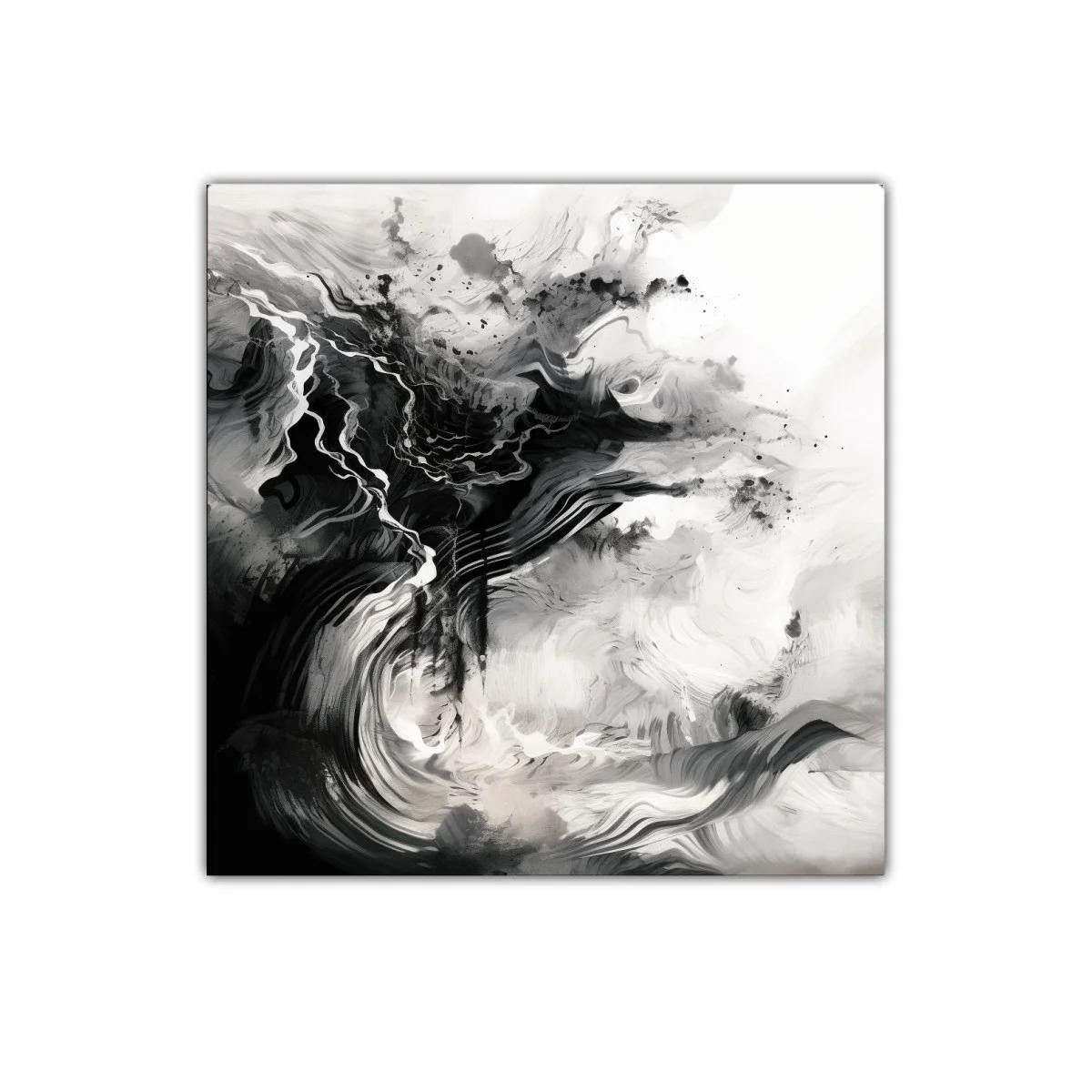 Cuadro abstracto en tonos monócromos con movimiento fluido