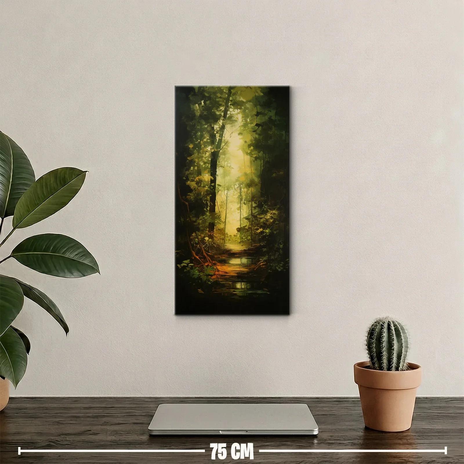 Cuadro sendero en el bosque con luz dorada — miniatura 2