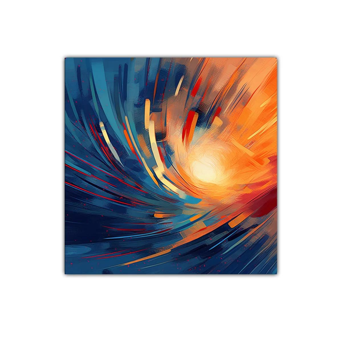 Cuadro abstracto con remolino de luz y color vibrante