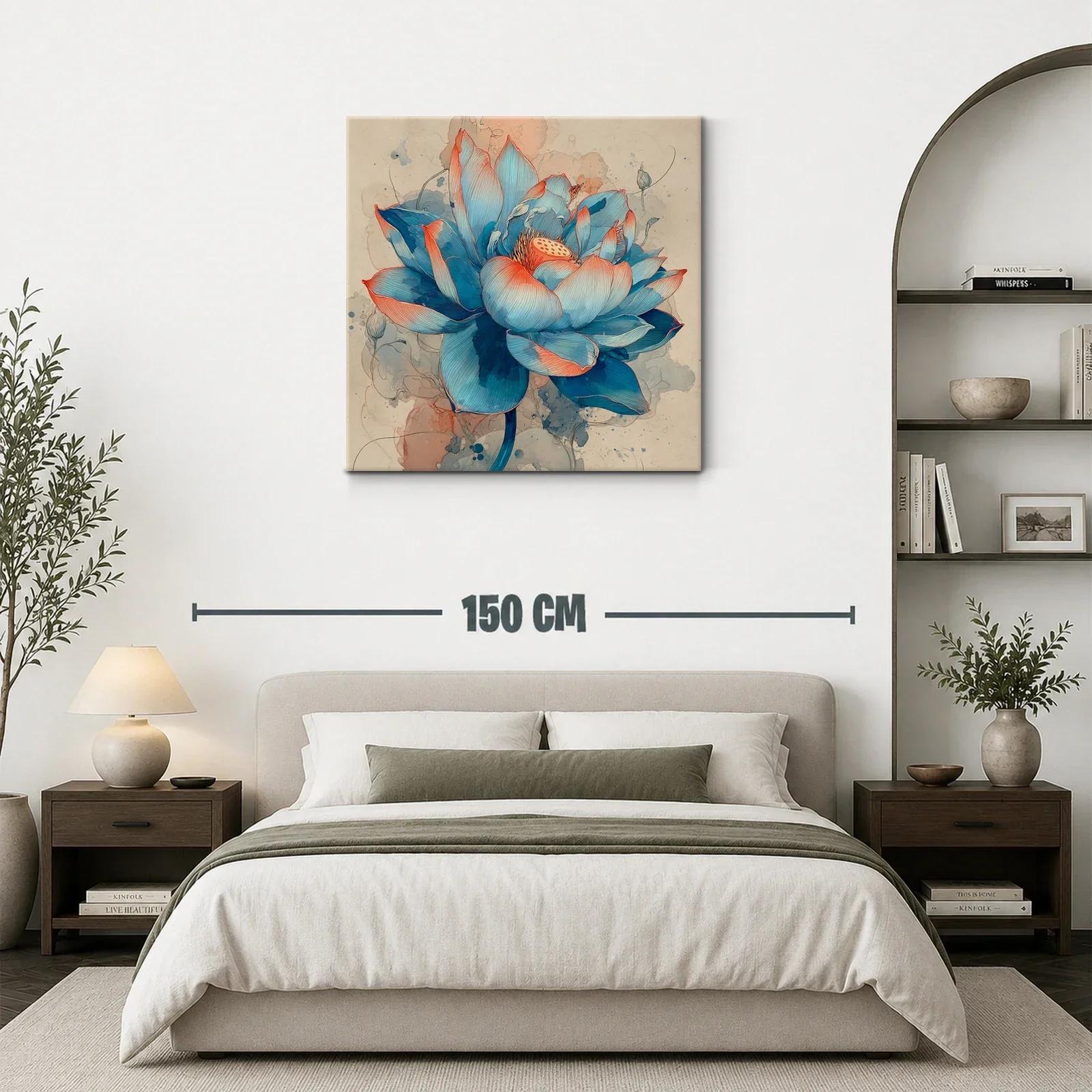 Flor Azul con Detalles Rojizos en Estilo Acuarela — miniatura 3