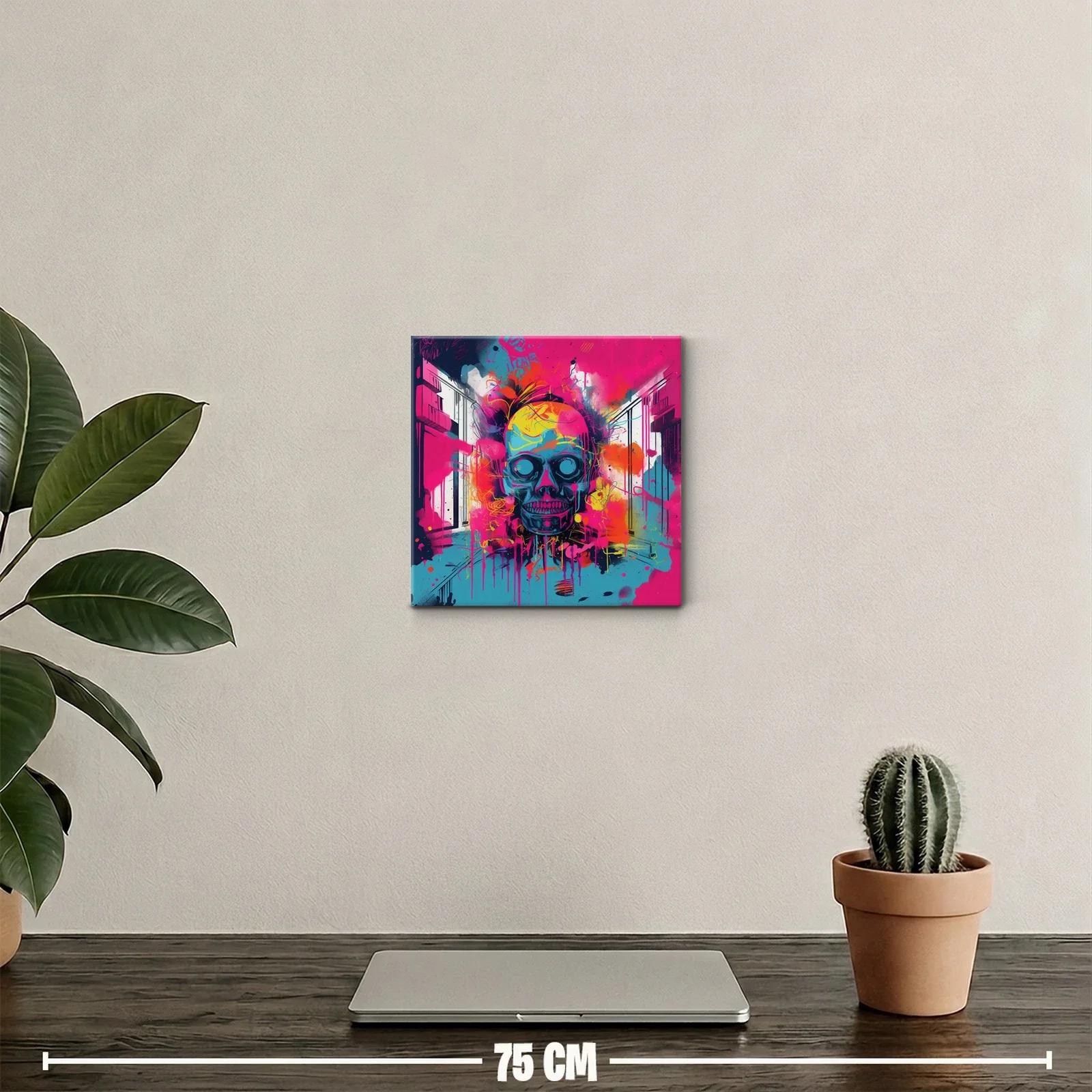 Calavera vibrante con explosión de color y forma urbana — miniatura 2