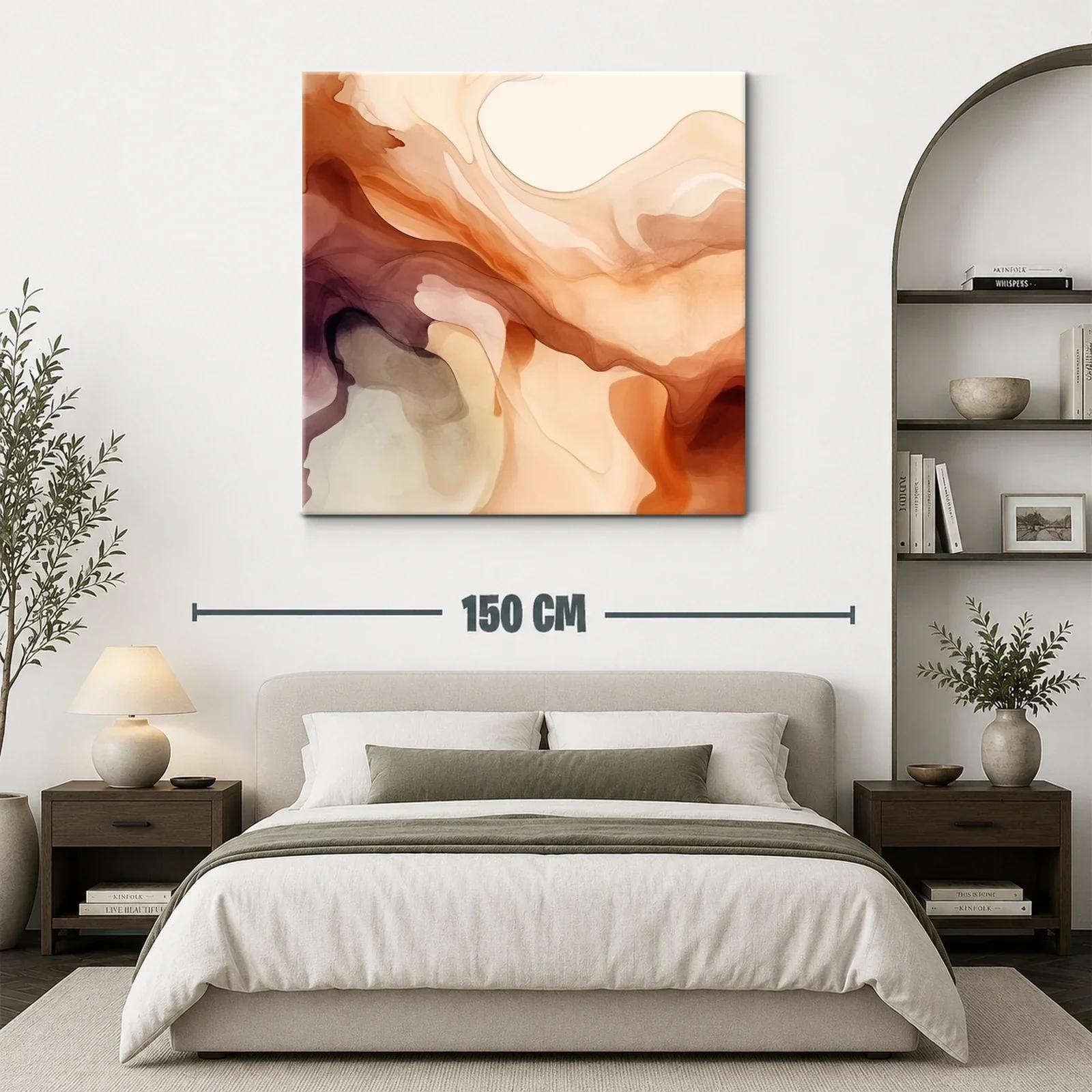 Cuadro abstracto con tonos tierra y cálidos movimientos — miniatura 3