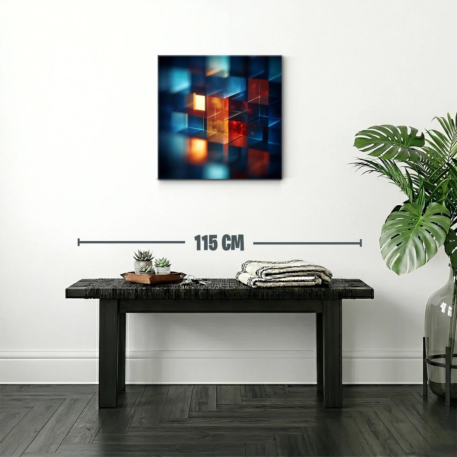 Composición abstracta de cubos iluminados en tonos cálidos y fríos — miniatura 2