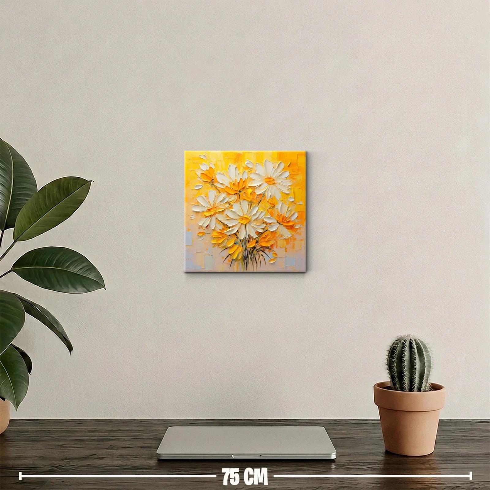 Cuadro decorativo con flores blancas y amarillo vibrante — miniatura 2