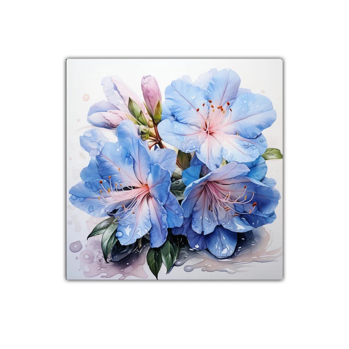 Cuadro decorativo con delicadas flores azules y rosa suave — imagen principal