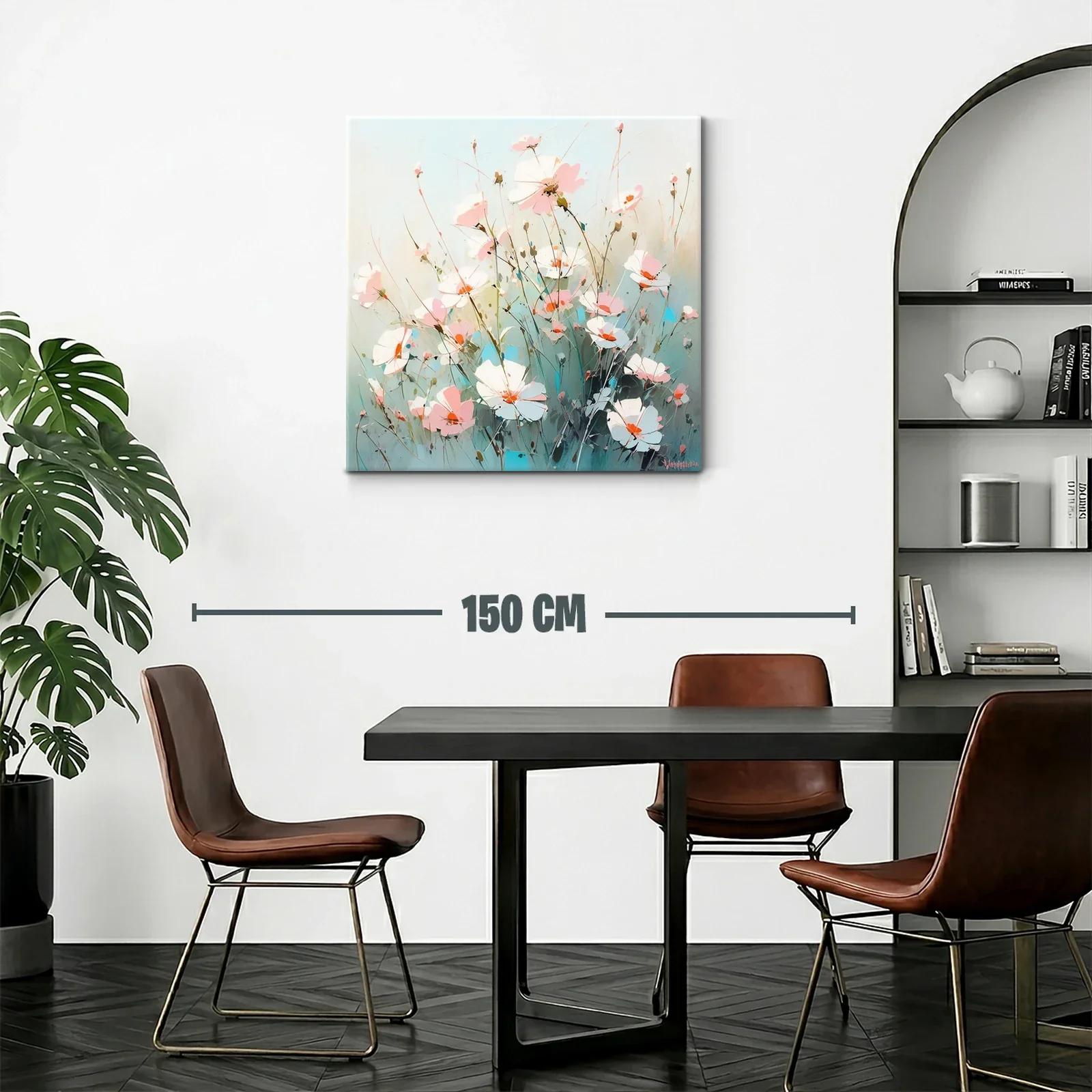 Cuadro con flores delicadas en tonos pastel y azul — miniatura 2