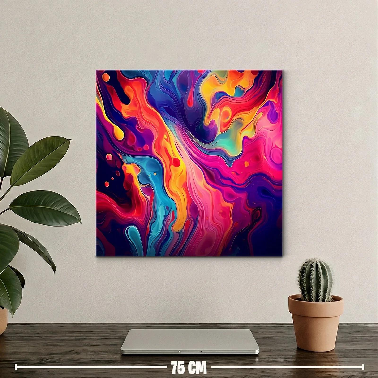 Cuadro abstracto con vibrantes tonos rojo naranja y azul — miniatura 2