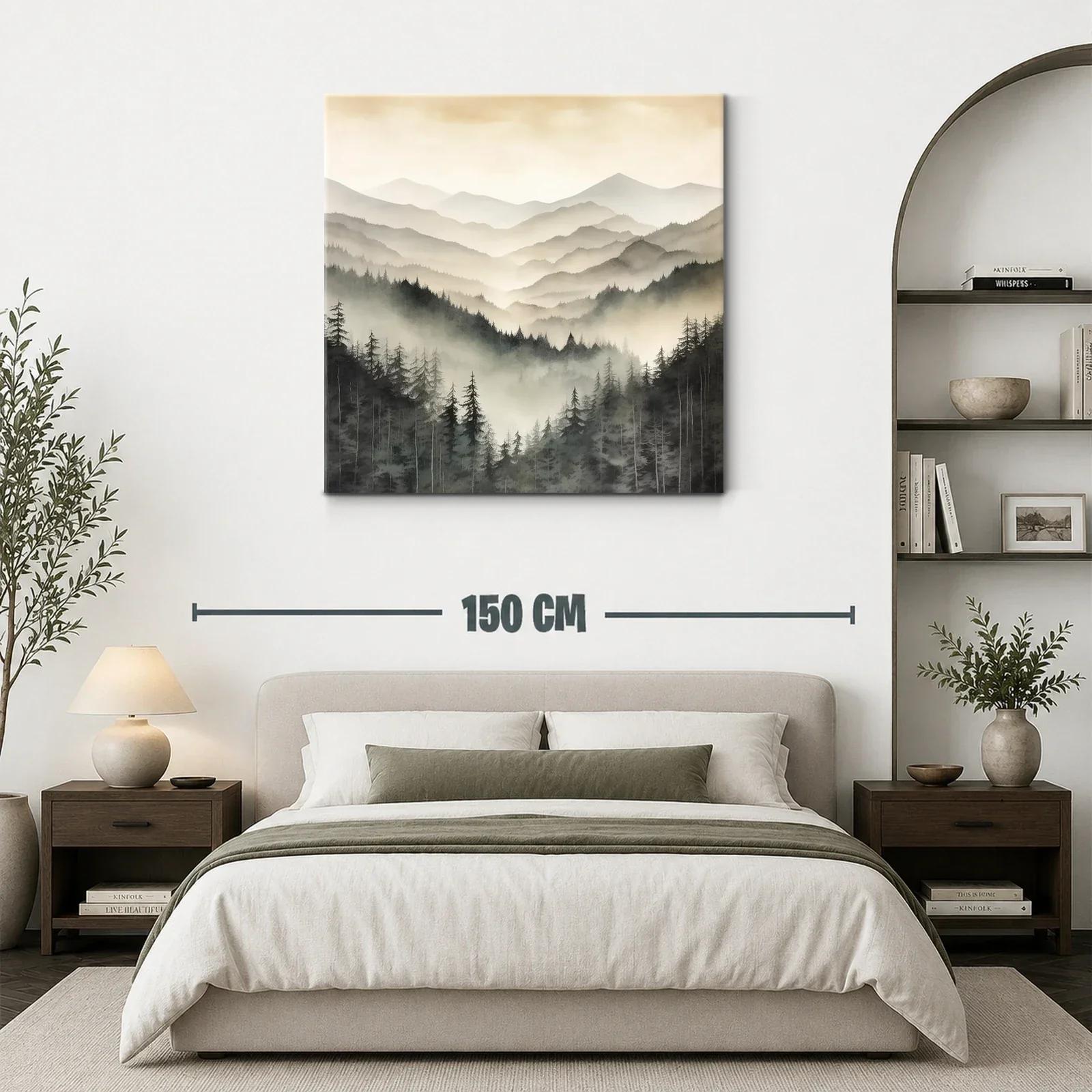 Paisaje de Montañas y Bosques con Niebla Suave y Tranquila — miniatura 3