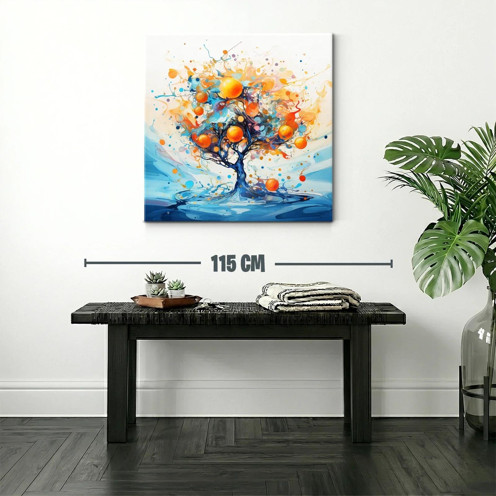 Árbol vibrante con frutos anaranjados sobre fondo azul — miniatura 2