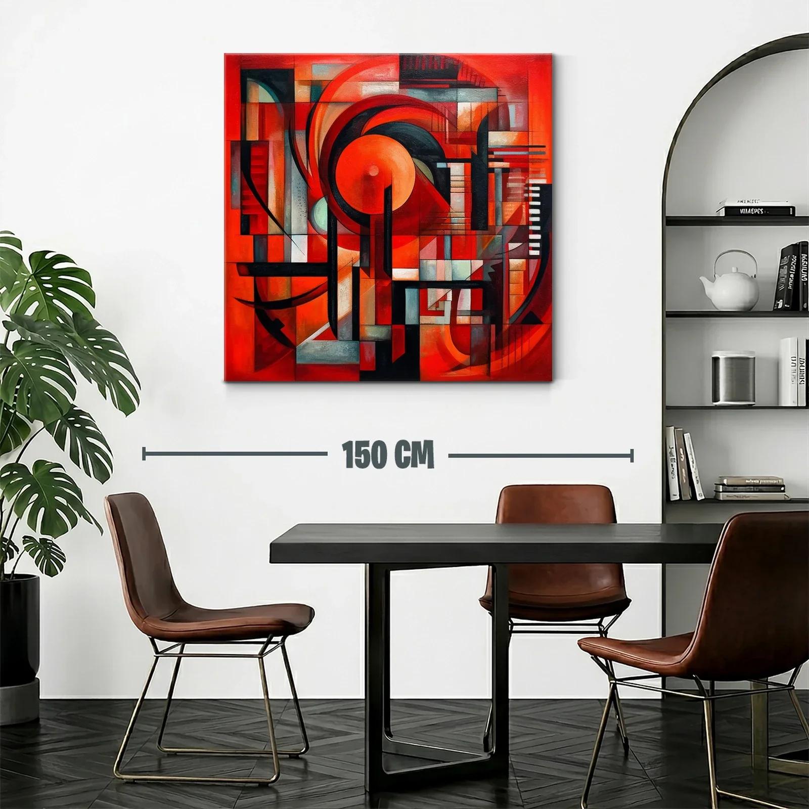 Composición geométrica dinámica en tonos rojos vibrantes — miniatura 2