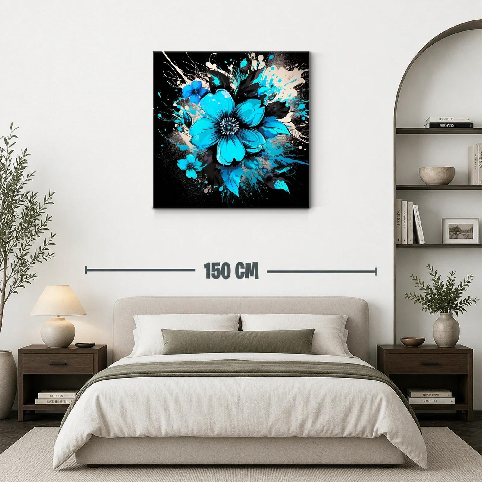 Floral azul vibrante con fondo oscuro y contrastes intensos — miniatura 3