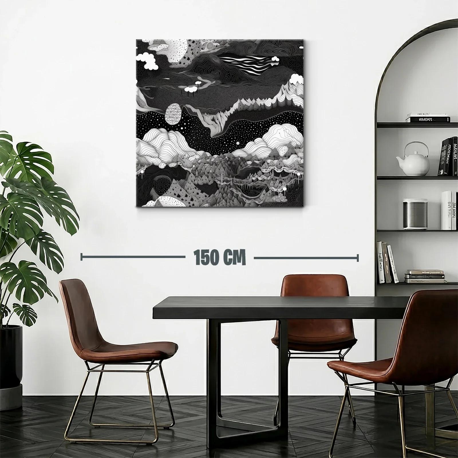 Paisaje onírico en blanco y negro con formas abstractas — miniatura 2