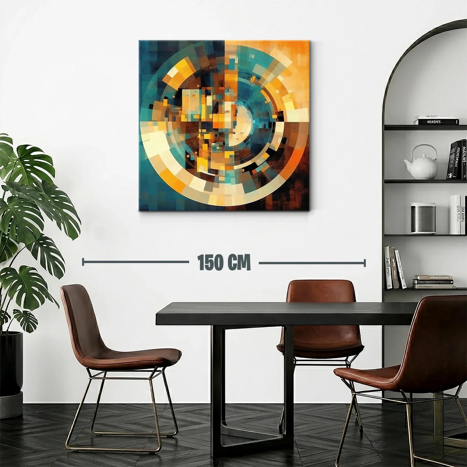 Cuadro con diseño abstracto y paleta cálida y azulada — miniatura 2