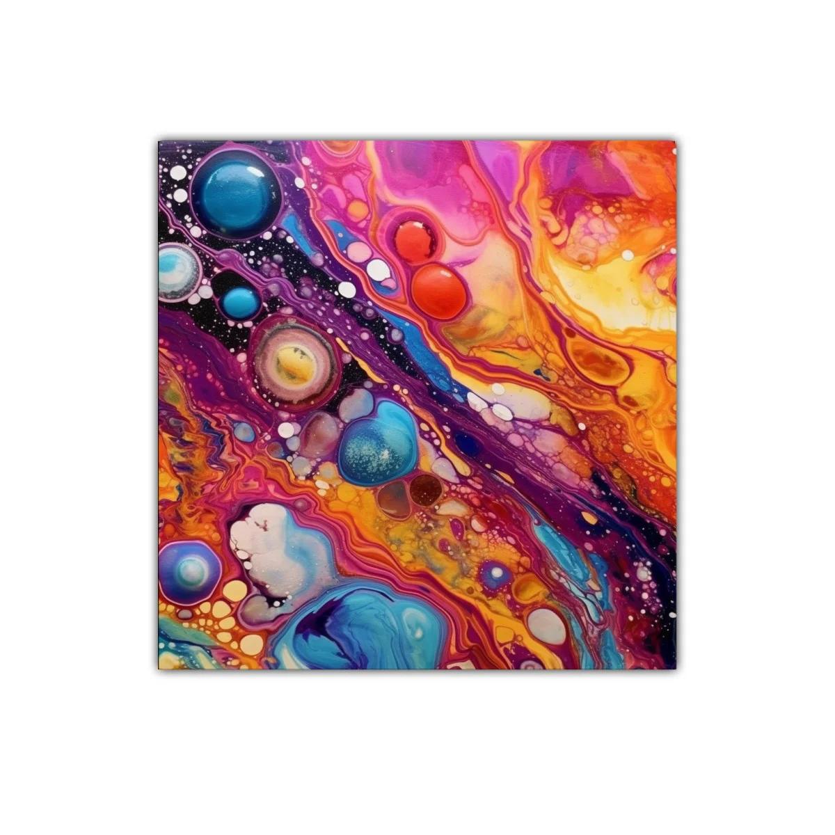 Cuadro abstracto vibrante con galaxias y colores intensos — miniatura 1