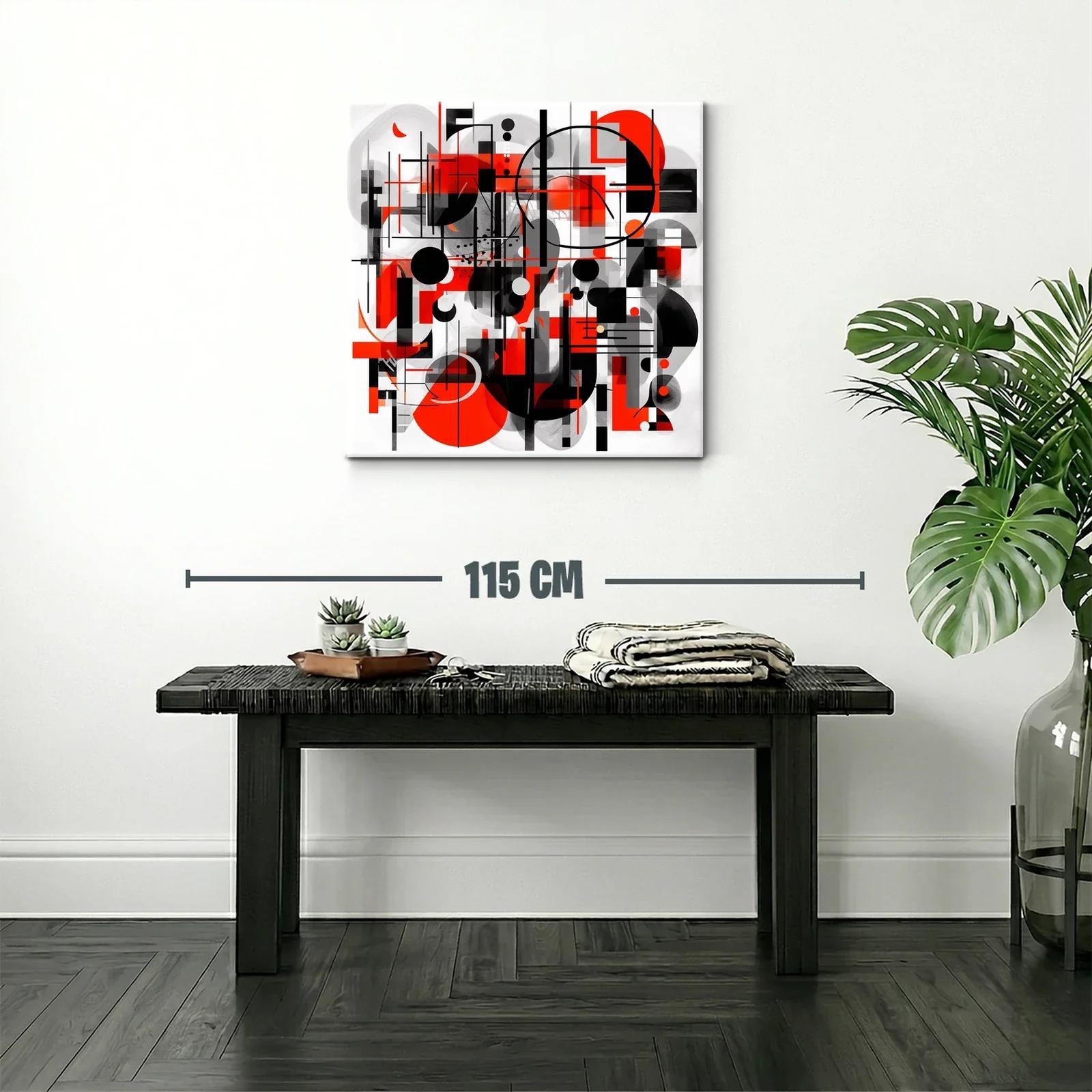 Composición geométrica en rojo negro y gris para espacios modernos — miniatura 2