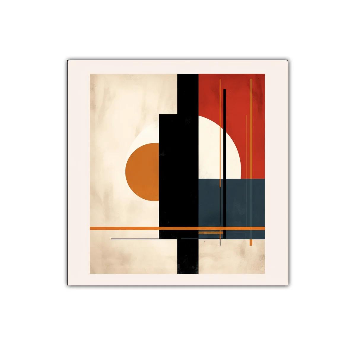 Cuadro abstracto con formas geométricas en tonos cálidos