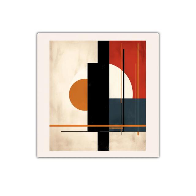 Cuadro abstracto con formas geométricas en tonos cálidos