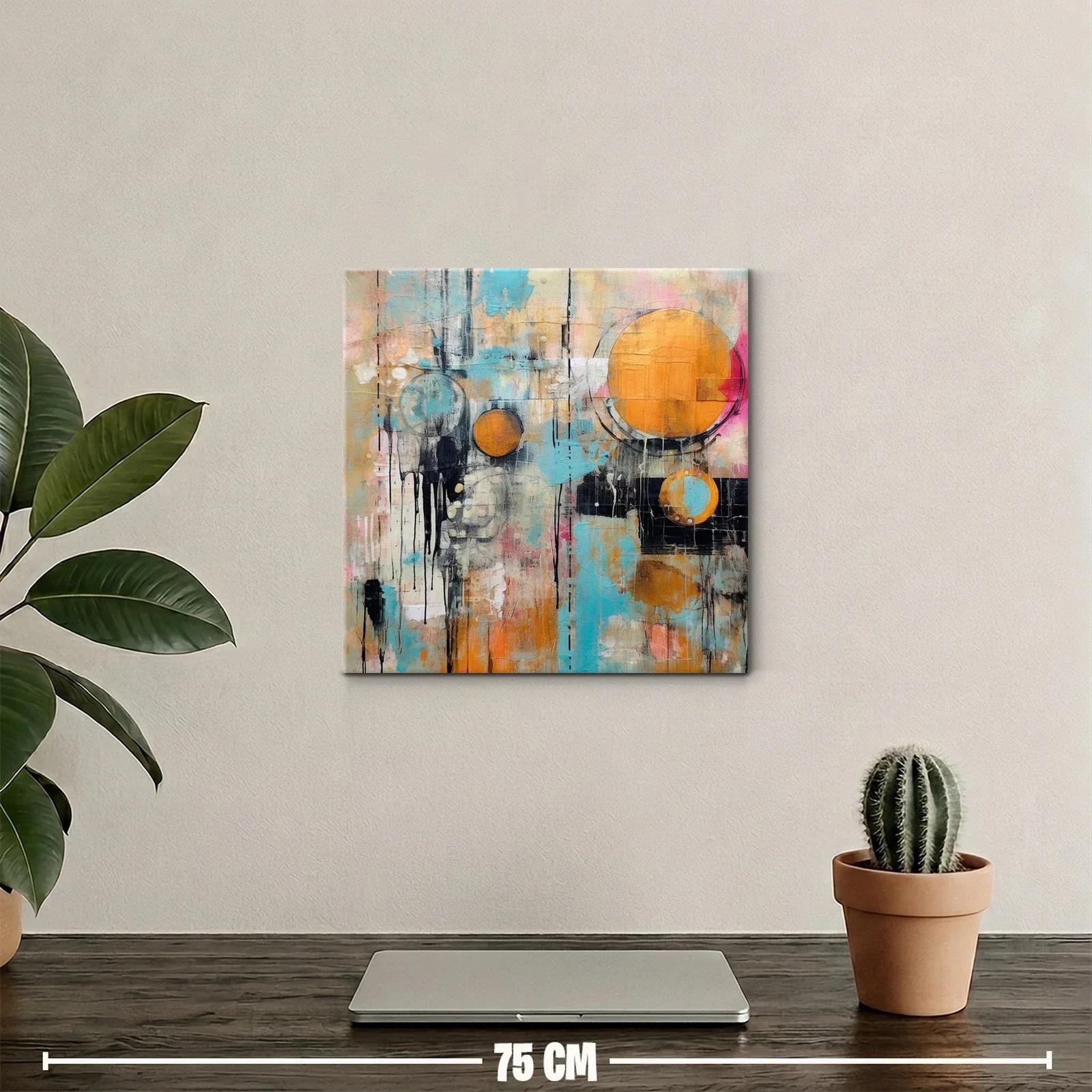 Composición abstracta con círculos naranjas y tonos pastel — miniatura 2