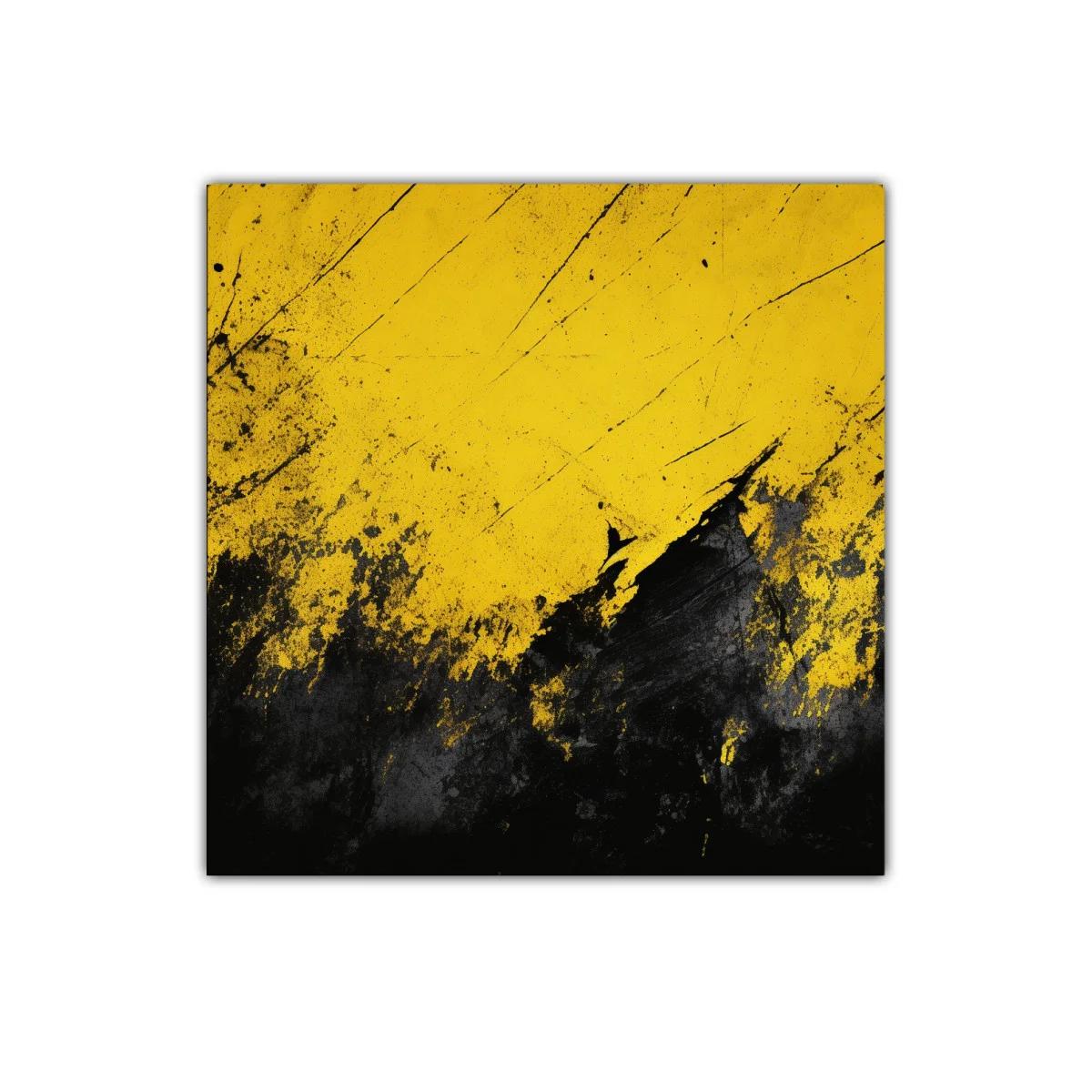 Cuadro abstracto con explosión en tonos amarillos y negros