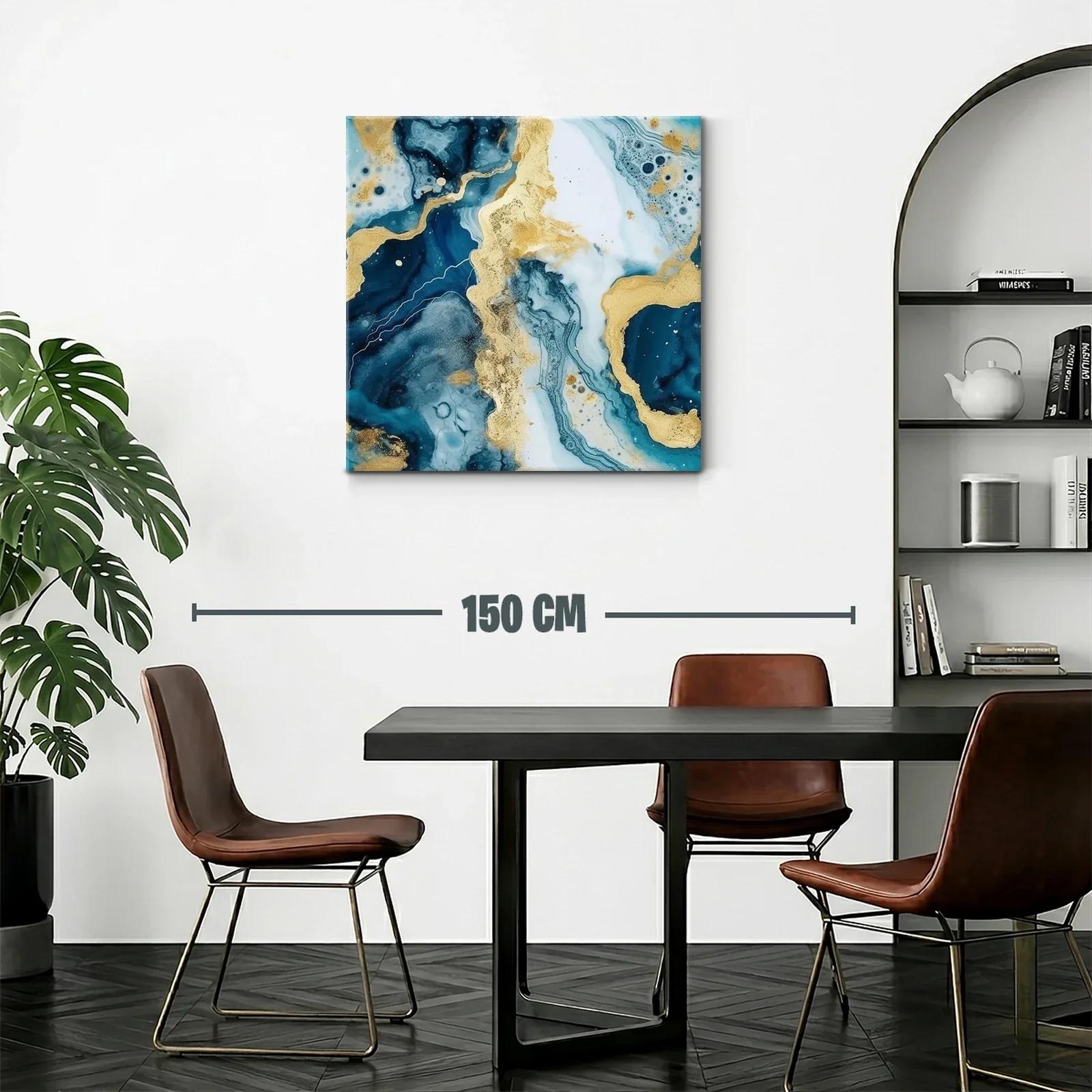 Arte abstracto en tonos azules y dorados sofisticados — miniatura 2