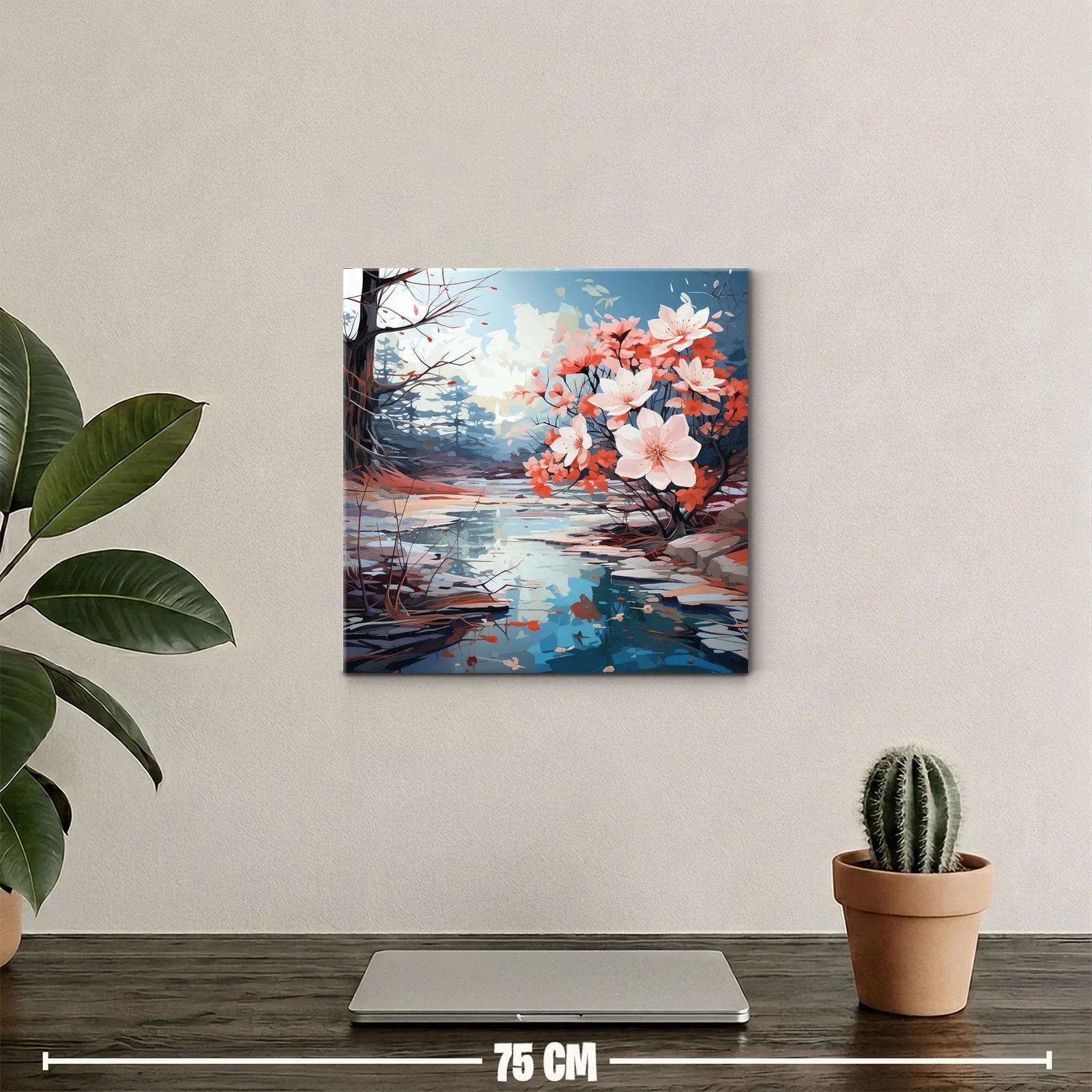 Reflejos de primavera con flores y río sereno — miniatura 2