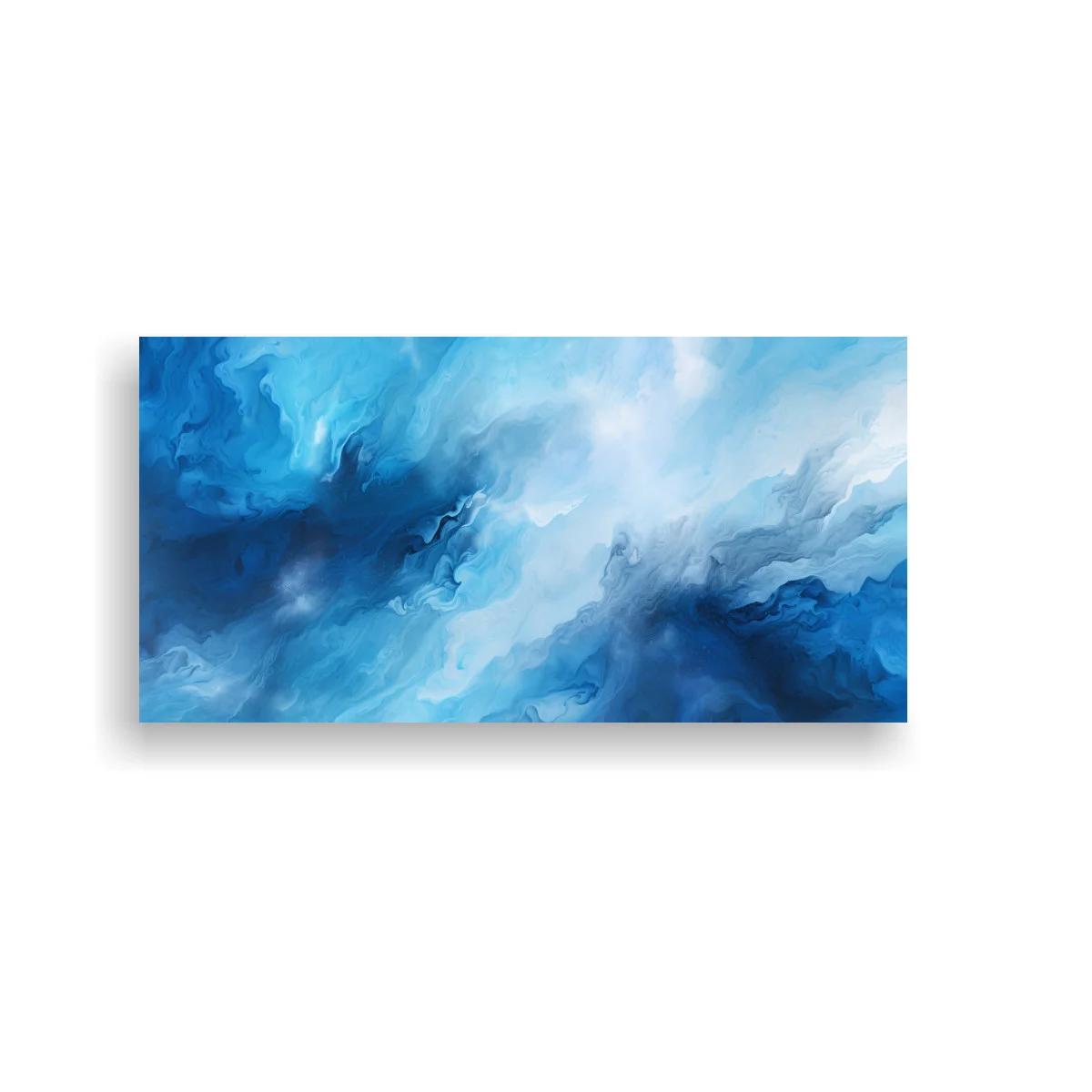 Cuadro abstracción azul tipo oleaje con bordes vaporosos