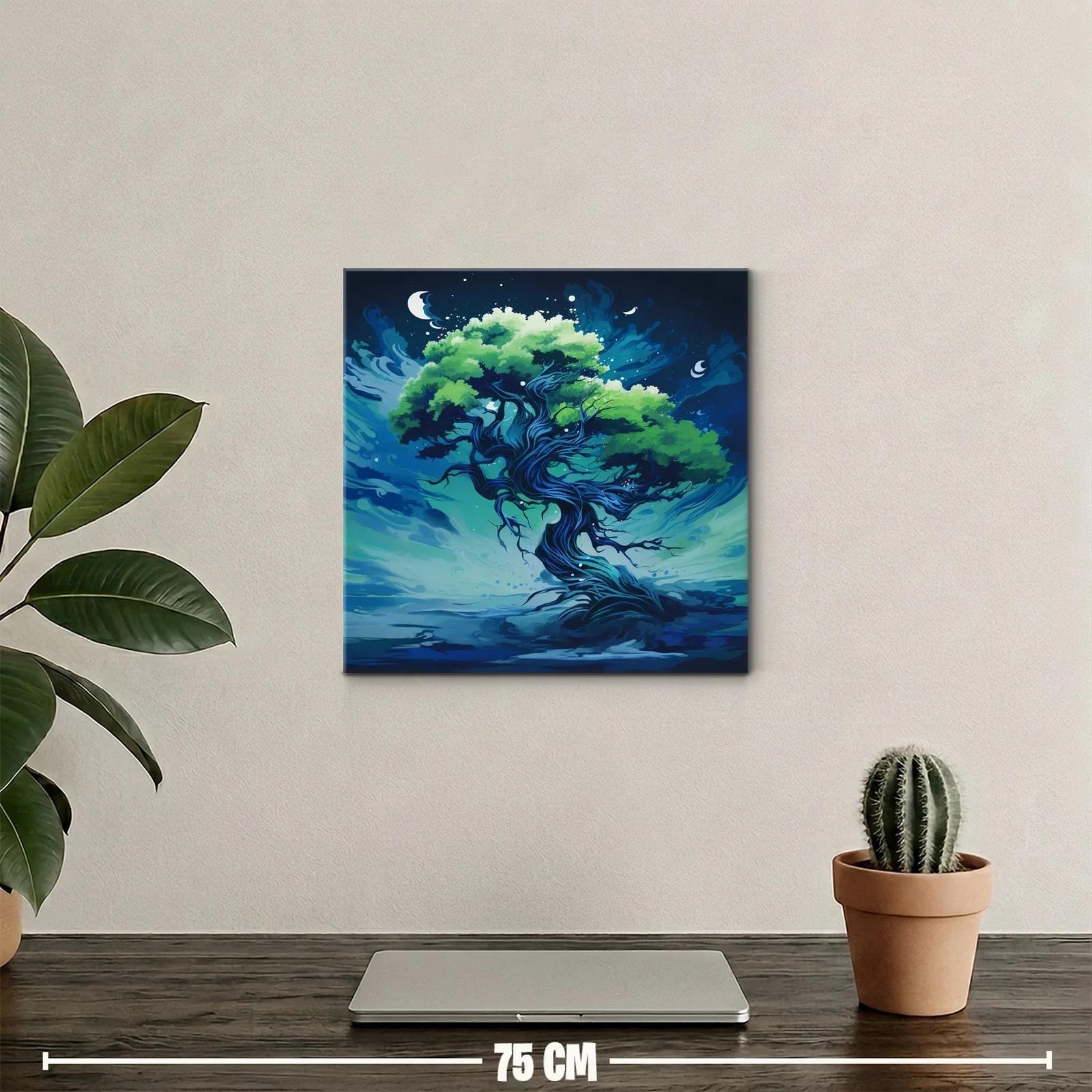 Árbol fantástico con tonos azulados y verdes vibrantes — miniatura 2