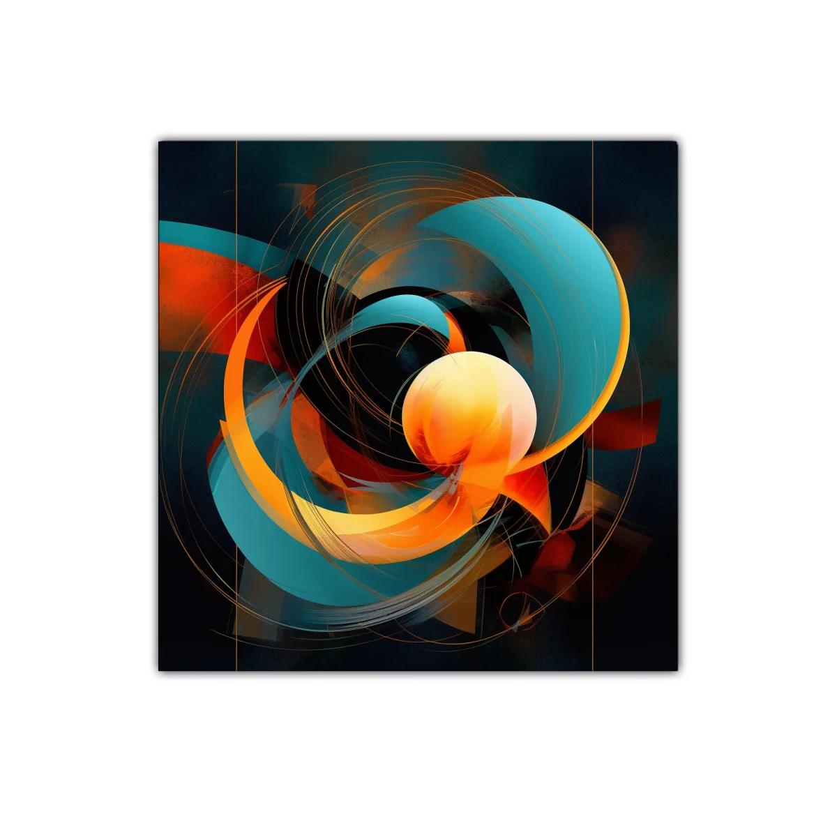 Cuadro abstracto con formas dinámicas y colores vibrantes — imagen principal