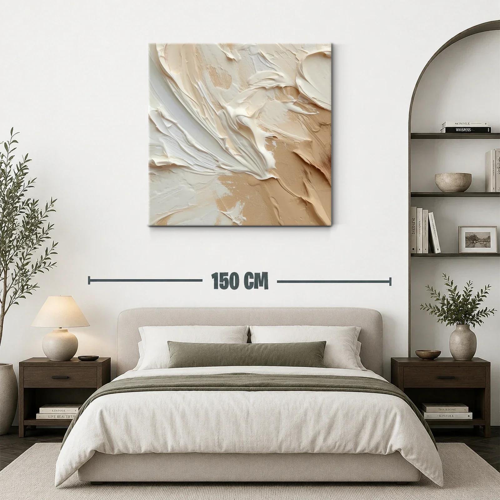 Cuadro abstracto en tonos beige y crema para ambientes cálidos — miniatura 3